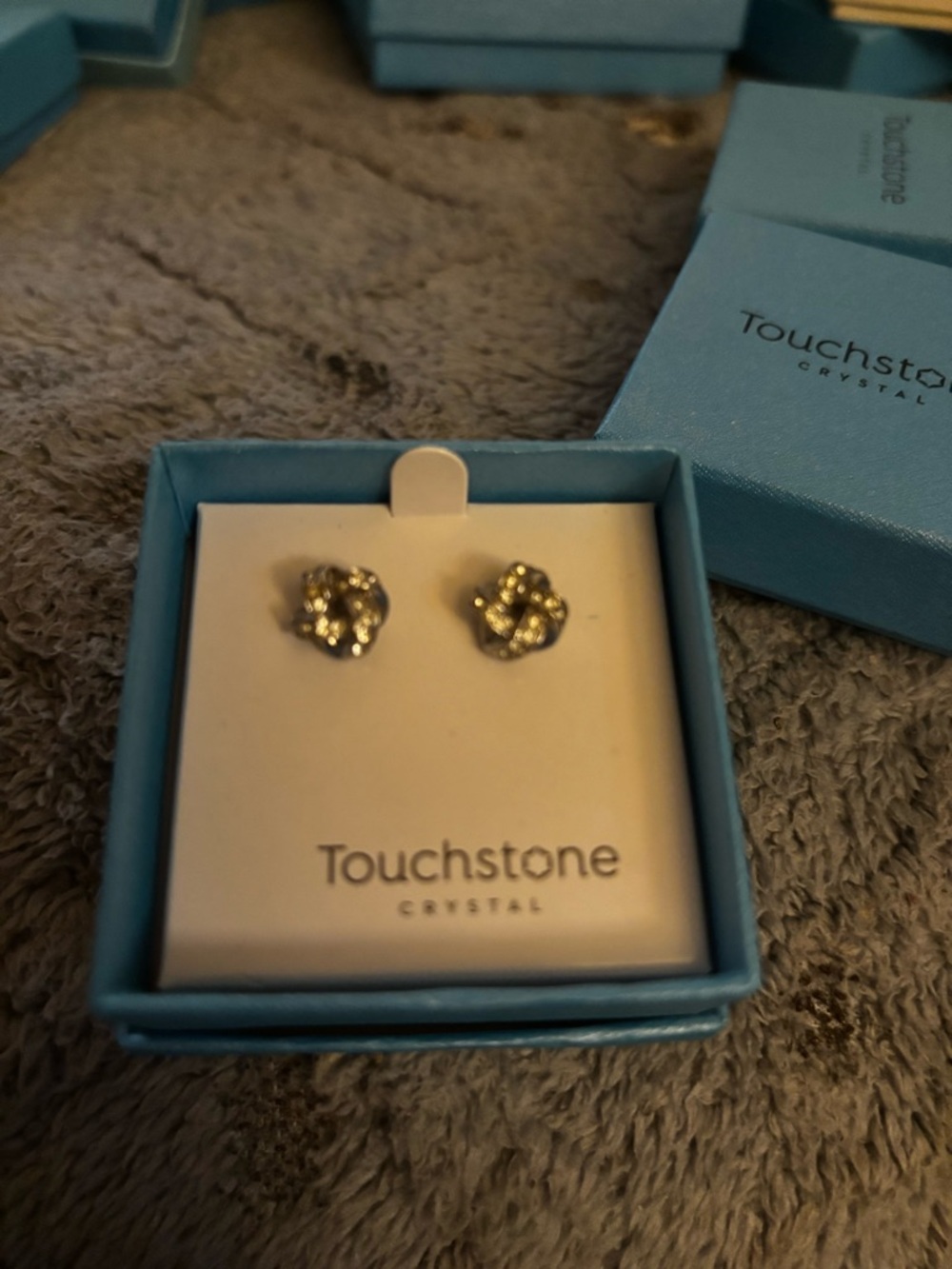Touchstone Crystal Silver-Tone Crystal Love Knot Earrings